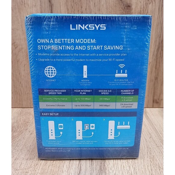 Linksys DOCSIS 3.0 CM3008 Cable Modem  New/Sealed - Picture 2 of 9